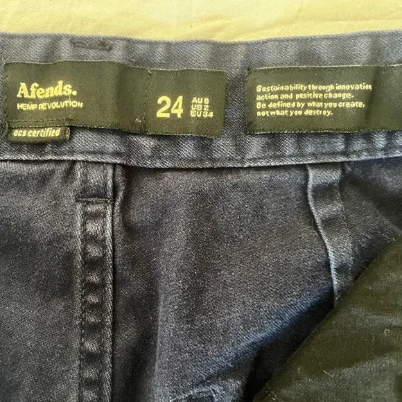Afends Shelby Blue Wide Leg Hemp Revolution Pants Hemp Organic Cotton Size 24 - Picture 5 of 8